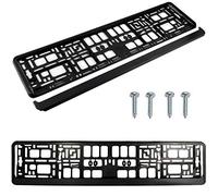 Par de 2 soportes para matrícula de coche, color negro puro, mate, para matrícula de coche, soporte envolvente