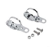 Par de abrazaderas de oreja de metal plateado para señales de giro de motocicleta, se adapta a tubos de horquilla de 27 mm a 31 mm, soportes de montaje para luces indicadoras de scooter