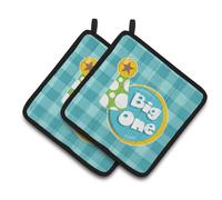 Par de agarraderas ""Los tesoros de Caroline"", ""Boy Big One"", 7.5 x 7.5, multicolor