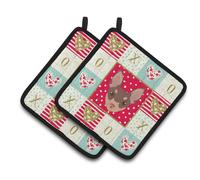 Par de agarraderas multicolores ""Caroline's Treasures CK5242PTHD Toy Fox Terrier Love""