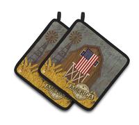 Par de agarraderas multicolores de Caroline's Treasures Patriotic Barn Land of America