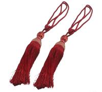 Par de alzapaños grandes con borlas de bola para cortinas de ventana, puerta y pared, fiables y elegantes (rojo)