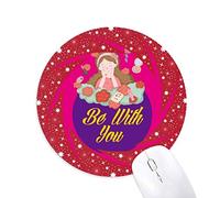 Par de amor eterno romance Wheel mouse pad de goma roja redonda