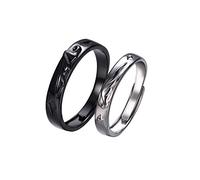 Par de anillos a juego de plata de ley S925 para mujeres y hombres con alas del diablo juego de promesa ajustable compromiso y boda regalo para ella y para él, aniversario, día de San Valentín