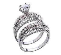 Par de anillos de boda con diamantes brillantes Promesa de compromiso de moda Regalo de aniversario Accesorios, 8
