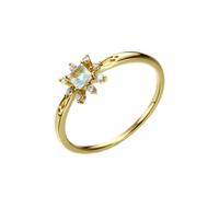 Par de anillos de oro amarillo de 9 K/14 K/18 K con piedra lunar de princesa, forma de copo de nieve, Oro amarillo de 9 quilates (375), Piedra lunar Moissanita