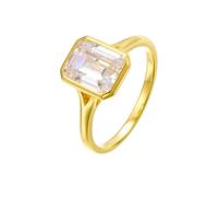 Par de anillos de oro auténtico de 9 K/14 K/18 K con forma de moissanita rectangular, Oro amarillo de 18 quilates (750), Moissanita