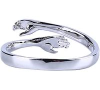 Par de anillos de plata de ley abrazo anillo abrazo anillo abierto para pareja mujeres niñas joyas regalo de boda Clever