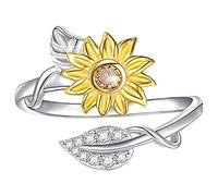 Par de anillos para 2 anillos románticos de sol con forma de dedo y mis anillos de plata para mujer, talla única, Metal, Sin piedras preciosas