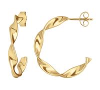 Par De Aretes Aro Creolen Semiaros Torcidos 925 Plata Amarillo Dorado 26x4mm