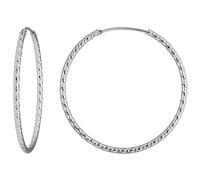 Par De Aretes Aro Creoles Rodinados Plata 925 38,7x1,8mm