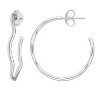 Par De Aretes Aro Semiabiertos Ondulados De Plata 925 28,5x1,7mm