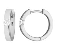 Par De Aretes Tipo Argolla Con Zirconia En Plata 925 16x3,2mm
