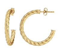 Par De Aretes Tipo Creola Semiacanal Con Cordón 925 Plata Dorado 26x3mm