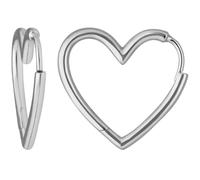 Par De Aretes Tipo Creole Corazones En Plata 925 Rhodinizada 19,3x1,8mm