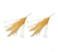Par de arreglos florales de hierba de pavo real barbudo artificial para guía de carretera de boda, centros de mesa y decoraciones de pasillo que proporcionan un aspecto natural (amarillo)