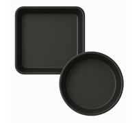 Par de bandejas para freidora de aire, 2 unidades, 1 cuadrada, 20,4 x 20,4 x 5,4 cm + 1 redonda de 20 x 6 cm, antiadherente, para horno y freidora, aluminio revestido