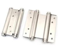 Par de bisagras de resorte de acero inoxidable de 140 mm, cierre automático, doble acción (plateado)