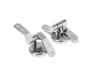 Par de bisagras para tapa de inodoro universales de metal.