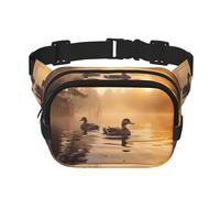 Par de bolsos cruzados flotantes con estampado de patos Mallard, bolsa de cintura para senderismo, bolsa de hombro cuadrada de doble capa para viajes y fitness