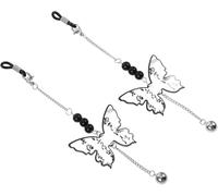 Par de cadenas de gafas de mariposa vintage, cordón de metal negro para gafas, rendimiento confiable, diseño ergonómico, aplicación versátil para mujeres, elegantes accesorios de correa para gafas de