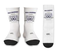 Par de Calcetines + 1 calcetín de regalo por el quese pierde en la lavadora | Camiseta Real madrid | Personalizado con nombre y numero | Tacto algodón | Talla única | Haz un regalo único y divertido