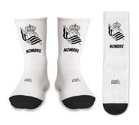 Par de Calcetines + 1 calcetín de regalo por el quese pierde en la lavadora | Escudo La Real Sociedad | Personalizado con nombre | Tacto algodón | Talla única | Haz un regalo único y divertido
