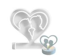 Par de candelabros en forma de corazón de resina - Pareja de besos de resina epoxi molde de fundición - Corazón de amor moldes de silicona para portavelas de té, soporte de mesa, bandeja votiva