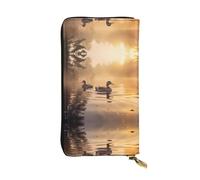 Par de carteras largas de piel con estampado flotante de patos Mallard (7.5 x 4.1 pulgadas), compartimento multifunción extragrande, gran regalo