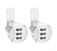 Par de cerraduras de código de aleación de zinc con contraseña de 3 dígitos para seguridad de buzón, gabinete y cajón, con construcción y diseño de lengüeta de bloqueo mejorado (blanco)