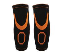 par de coderas deportivas unisex de nailon negro para soporte y protección del brazo.