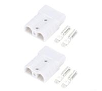 Par de conectores de batería de carretilla elevadora de 50 A con materiales resistentes al calor y contactos chapados en plata para una conductividad eléctrica estable (blanco)
