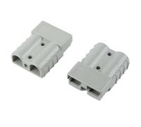 Par de conectores de batería para cable de 50/120 A 600 V con contactos chapados en plata y carcasa con llave mecánica para evitar errores de acoplamiento (gris-50 A)