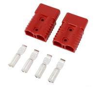 Par de conectores de terminal de cable de 175 amperios con carcasa con llave mecánica y contactos de cobre chapados en plata (rojo)