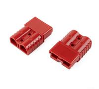Par de conectores para batería de 50 a 120 a 600 V con contactos plateados y carcasa de polipropileno gris para aplicaciones industriales (rojo-120 A)
