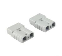 Par de conectores solares MPPT de 50 A, color gris y rojo, enchufe de alimentación CC impermeable para caravana, barco, para batería, entrada de prensaestopas de 6 AWG a 12 AWG, adaptador de terminal