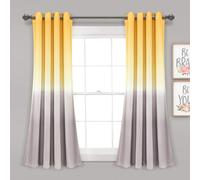 Par de cortinas filtrantes de luz Umbre Fiesta de Lush Decor, 132 cm de ancho x 160 cm de largo, amarillo y gris