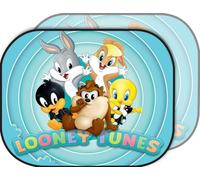 Par de Cortinas Laterales Parasol Coche niño niñas 44 x 35 cm Baby Looney Tunes Dibujos Bugs Bunny Duffy Duck Lola Bunny Titti Silvestro Tuz Azul