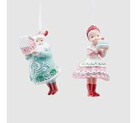 Par de decoración de árbol de Papá Noel y mamá de Navidad Poly H13 Color: Mix