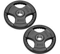 FFitness 2 pesas de disco de 20 kg, hierro fundido y goma, negro, agujero olímpico de 50 mm, ideal para entrenamiento funcional