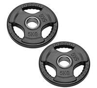 Par de discos olímpicos para barras y mancuernas | Bumper Plates agujero de 50 mm discos de peso engomados de 2,5 kg a 20 kg (2 discos de 5 kg)