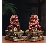 Par de estatuas chinas tradicionales de leones de perros Fu Foo de prosperidad Feng Shui de 12 pulgadas, la mejor felicitación de inauguración de la casa