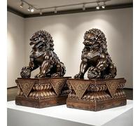 Par de estatuas de león de perros Fu Foo de gran tamaño, riqueza y porsperidad, el mejor regalo de felicitación de inauguración de la casa for protegerse(17 * 11 * 24cm)