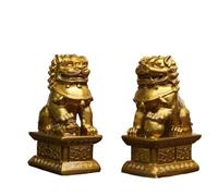 Par de estatuas de perro Foo de latón, leones chinos tradicionales, decoración Feng Shui, hogar y jardín, regalo de inauguración de la casa, 6 * 4 * 10CM