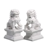 Par de estatuas de perros Foo, estatuas de leones guardianes de perros chinos Fu Foo, adornos de leones de Beijing, decoración del hogar Feng Shui, sala interior(10 * 7 * 17cm)