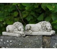 Par de estatuas de piedra de león Canova | Escultura clásica italiana de leones para jardín al aire libre
