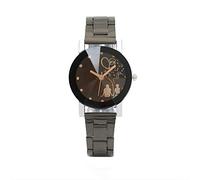 Par de Estudiantes de Par de Relojes con Aguja de Cristal Elegante 1 Reloj Hombres Christmas Reloj Banda (Black-C, One Size)