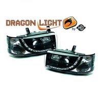 Par De Faros De Proyector LHD LED Dragón Claro Negro H1 H1 Para VW T4 90-03