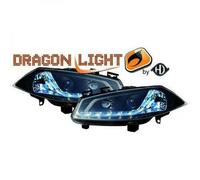 Par De Faros Del Proyector LED Dragon DRL Negro Para Renault Megane 02-05