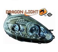 Par De Faros Delanteros LED Dragón Claro Cromo H1 H1 Para Fiat Grande Punto
